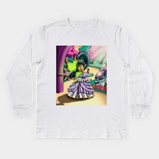African American Fairy and Purple Anemone Kids Long Sleeve T-Shirt